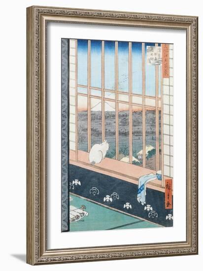 Asakusa Rice Fields During the Festival of the Cock from the Series "100 Views of Edo," Pub. 1857-Ando Hiroshige-Framed Giclee Print