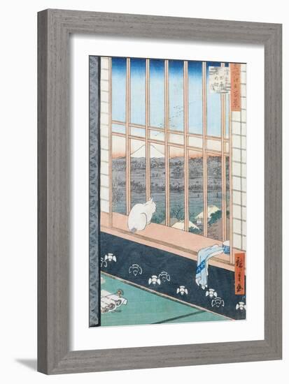 Asakusa Rice Fields During the Festival of the Cock from the Series "100 Views of Edo," Pub. 1857-Ando Hiroshige-Framed Giclee Print