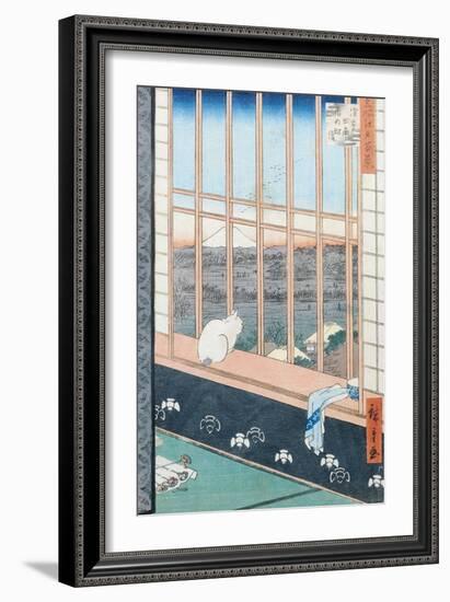 Asakusa Rice Fields During the Festival of the Cock from the Series "100 Views of Edo," Pub. 1857-Ando Hiroshige-Framed Giclee Print