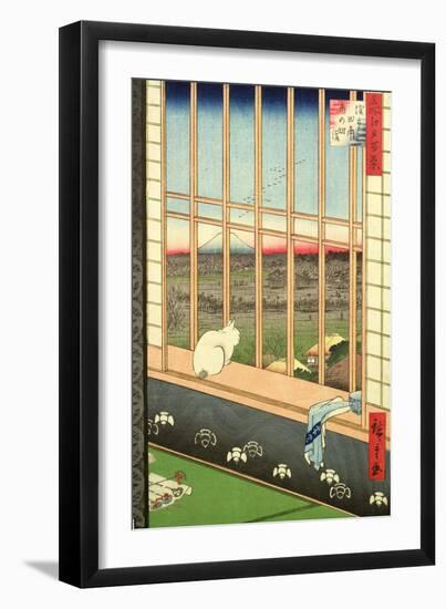 Asakusa Rice Fields During the Festival of the Cock from the Series '100 Views of Edo', Pub. 1857-Ando Hiroshige-Framed Giclee Print