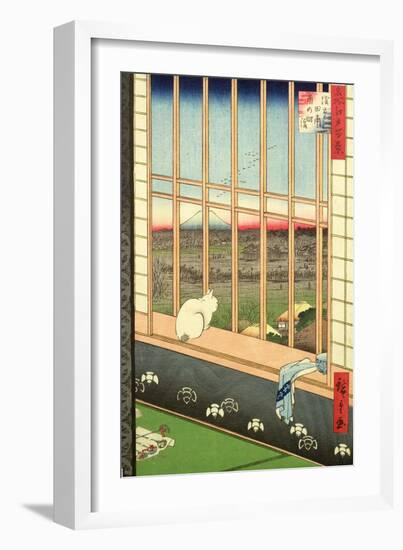 Asakusa Rice Fields During the Festival of the Cock from the Series '100 Views of Edo', Pub. 1857-Ando Hiroshige-Framed Giclee Print