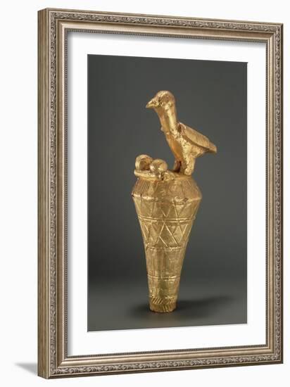 Asante Royal Umbrella Finial Depiciting a Bird and its Young, from Ghana (Gilt Wood)-African-Framed Giclee Print