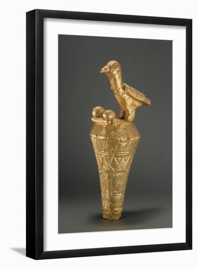 Asante Royal Umbrella Finial Depiciting a Bird and its Young, from Ghana (Gilt Wood)-African-Framed Giclee Print