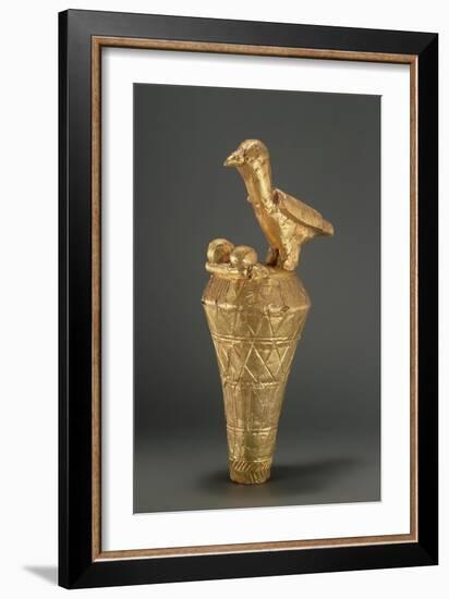 Asante Royal Umbrella Finial Depiciting a Bird and its Young, from Ghana (Gilt Wood)-African-Framed Giclee Print