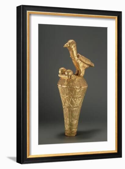 Asante Royal Umbrella Finial Depiciting a Bird and its Young, from Ghana (Gilt Wood)-African-Framed Giclee Print