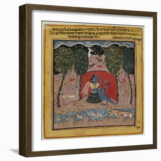 Asavari Ragini Charms Snakes in a Rocky Landscape-null-Framed Giclee Print