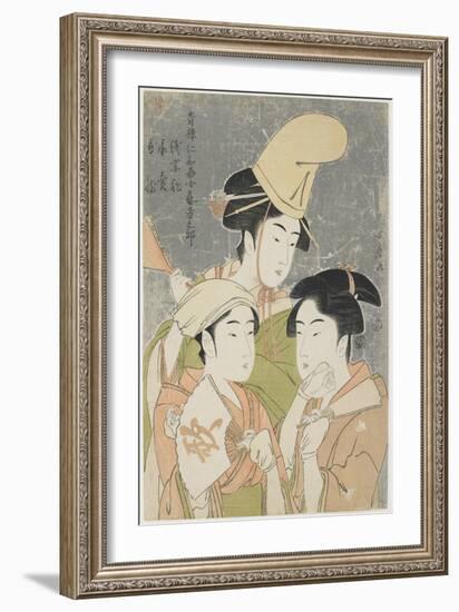 Asazuma-Bune, Fan-Seller, and Poetic Epithets, 1793-Kitagawa Utamaro-Framed Giclee Print