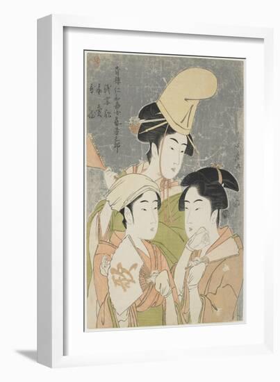 Asazuma-Bune, Fan-Seller, and Poetic Epithets, 1793-Kitagawa Utamaro-Framed Giclee Print