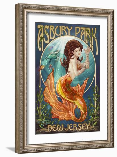 Asbury Park, New Jersey - Mermaid-Lantern Press-Framed Art Print