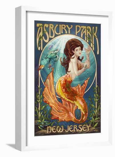 Asbury Park, New Jersey - Mermaid-Lantern Press-Framed Art Print