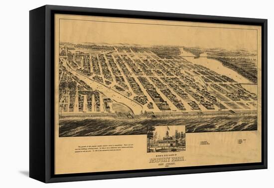 Asbury Park, New Jersey - Panoramic Map-Lantern Press-Framed Stretched Canvas