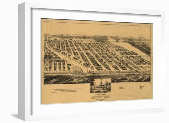 Asbury Park, New Jersey - Panoramic Map-Lantern Press-Framed Art Print