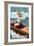 Asbury Park, New Jersey - Pinup Girl Boating-Lantern Press-Framed Art Print