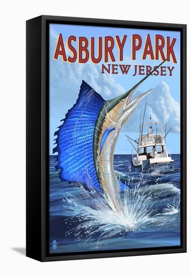 Asbury Park, New Jersey - Sailfish Deep Sea Fishing-Lantern Press-Framed Stretched Canvas