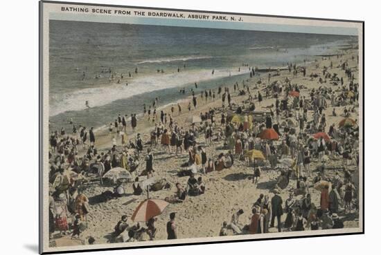 Asbury Park, NJ - Bathing Scene from Boardwalk-Lantern Press-Mounted Art Print