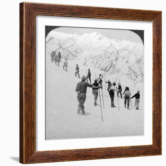 Ascending a Steep Snowfield, Stevens Glacier, Mount Rainier, Washington, USA-Underwood & Underwood-Framed Photographic Print