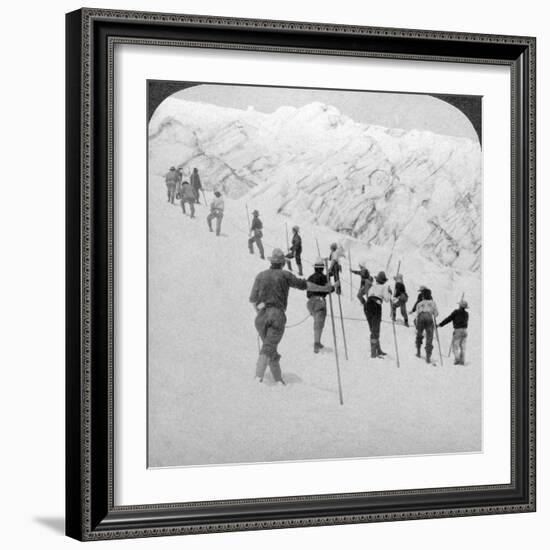 Ascending a Steep Snowfield, Stevens Glacier, Mount Rainier, Washington, USA-Underwood & Underwood-Framed Photographic Print