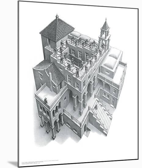 Ascending and Descending-M^ C^ Escher-Mounted Art Print