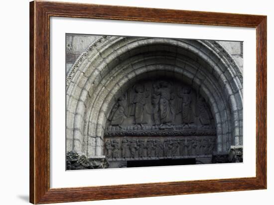 Ascension of Jesus and Twelve Apostles on Tympanum Decorated in Relief from Above Miegeville Door-null-Framed Giclee Print