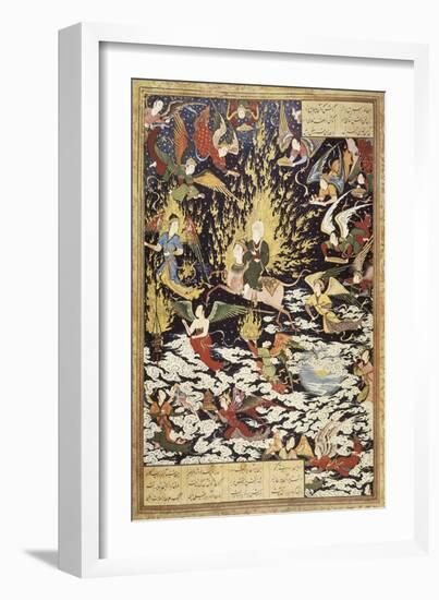 Ascension of Prophet Muhammad with the Archangel Gabriel--Framed Art Print