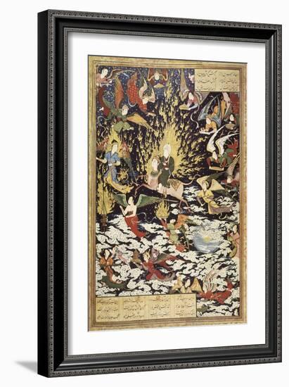 Ascension of Prophet Muhammad with the Archangel Gabriel-null-Framed Art Print