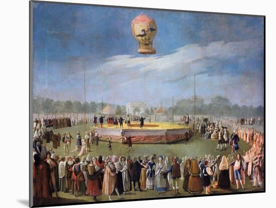 Ascent of a Balloon at the Court of Charles IV-Antonio Carnicero-Mounted Giclee Print