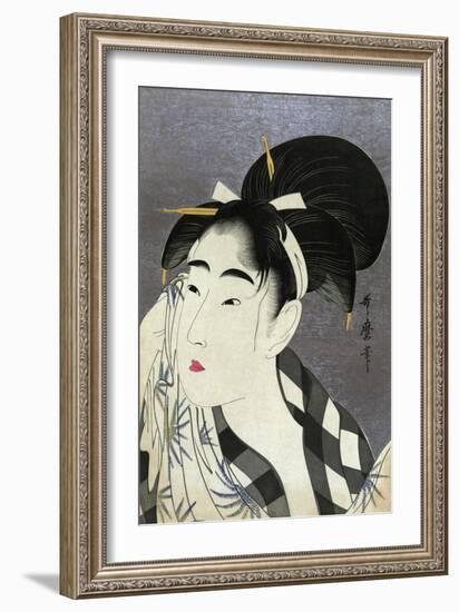 Ase O Fuku Onna (Woman Wiping Sweat)-Kitagawa Utamaro-Framed Giclee Print