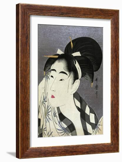 Ase O Fuku Onna (Woman Wiping Sweat)-Kitagawa Utamaro-Framed Giclee Print