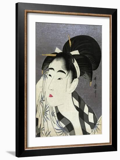 Ase O Fuku Onna (Woman Wiping Sweat)-Kitagawa Utamaro-Framed Giclee Print