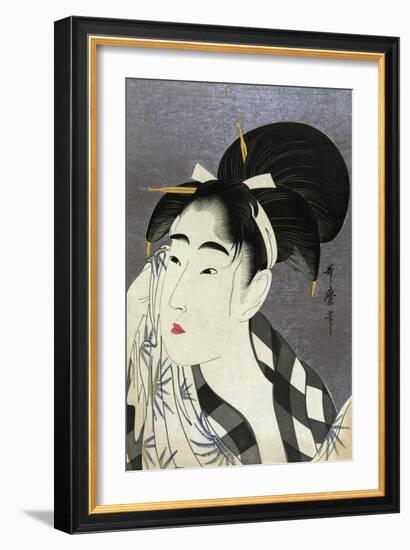 Ase O Fuku Onna (Woman Wiping Sweat)-Kitagawa Utamaro-Framed Giclee Print