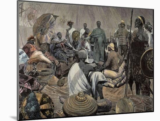 Ashanti Rulers Talking with British Officers. Ghana.-null-Mounted Giclee Print