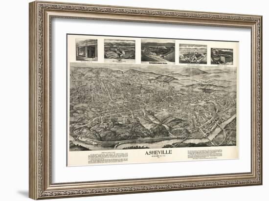 Asheville, North Carolina - Panoramic Map-Lantern Press-Framed Art Print