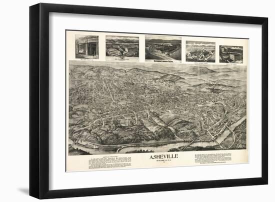 Asheville, North Carolina - Panoramic Map-Lantern Press-Framed Art Print