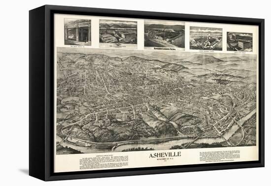 Asheville, North Carolina - Panoramic Map-Lantern Press-Framed Stretched Canvas