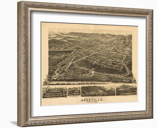 Asheville, North Carolina - Panoramic Map-Lantern Press-Framed Art Print