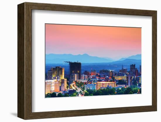 Asheville, North Carolina Skyline Nestled in the Blue Ridge Mountains.-SeanPavonePhoto-Framed Photographic Print