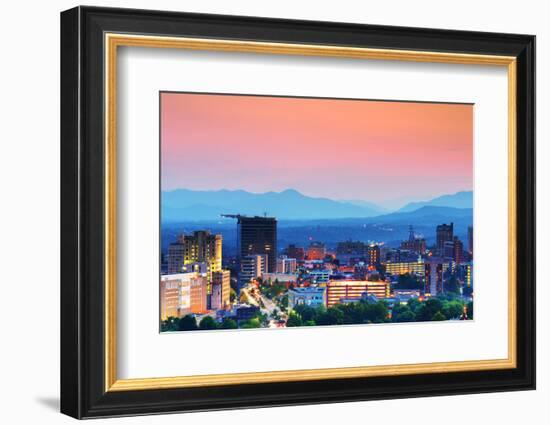 Asheville, North Carolina Skyline Nestled in the Blue Ridge Mountains.-SeanPavonePhoto-Framed Photographic Print