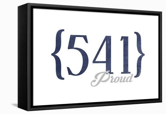 Ashland, Oregon - 541 Area Code (Blue)-Lantern Press-Framed Stretched Canvas