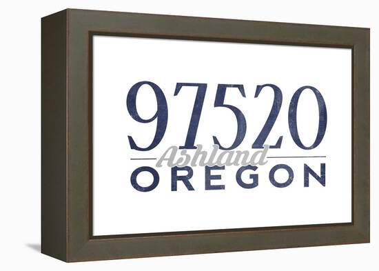 Ashland, Oregon - 97520 Zip Code (Blue)-Lantern Press-Framed Stretched Canvas