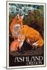 Ashland, Oregon - Fox and Kit - Letterpress-Lantern Press-Mounted Art Print
