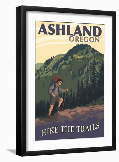 Ashland, Oregon - Hiker Scene-Lantern Press-Framed Art Print