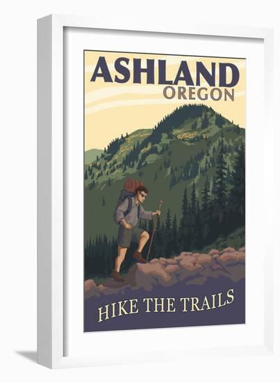 Ashland, Oregon - Hiker Scene-Lantern Press-Framed Art Print