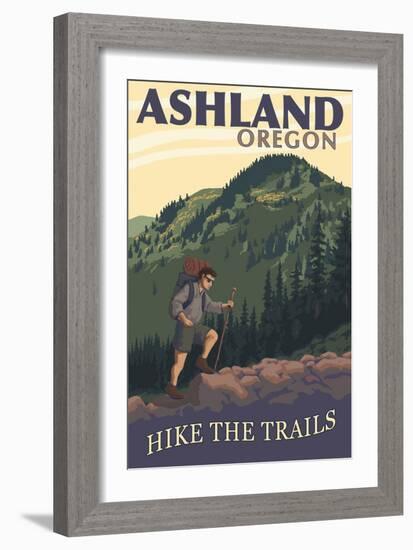 Ashland, Oregon - Hiker Scene-Lantern Press-Framed Premium Giclee Print