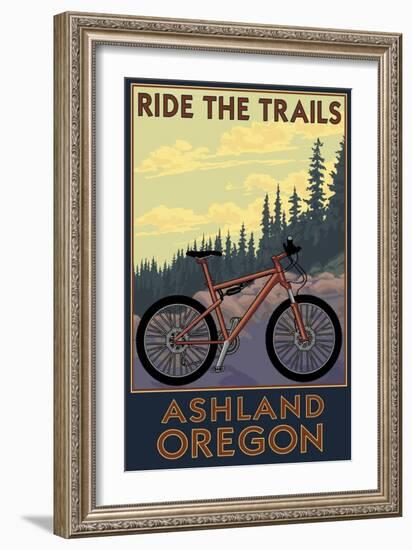 Ashland, Oregon - Ride the Trails-Lantern Press-Framed Art Print