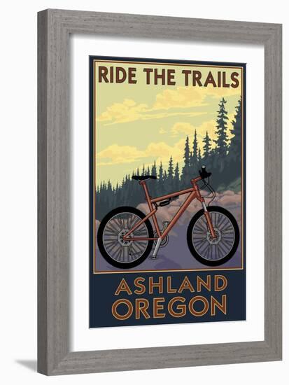 Ashland, Oregon - Ride the Trails-Lantern Press-Framed Art Print