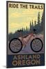 Ashland, Oregon - Ride the Trails-Lantern Press-Mounted Art Print