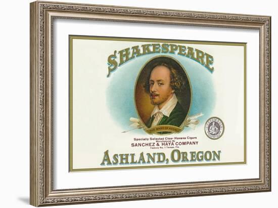 Ashland, Oregon - Shakespeare Cigar Box Label-Lantern Press-Framed Art Print