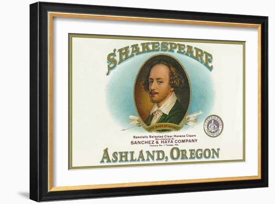 Ashland, Oregon - Shakespeare Cigar Box Label-Lantern Press-Framed Art Print