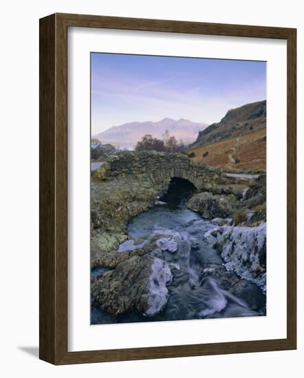 Ashness Bridge and Frozen Beck, Lake District National Park, Cumbria, England, UK, Europe-Neale Clarke-Framed Photographic Print