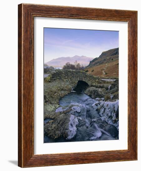 Ashness Bridge and Frozen Beck, Lake District National Park, Cumbria, England, UK, Europe-Neale Clarke-Framed Photographic Print